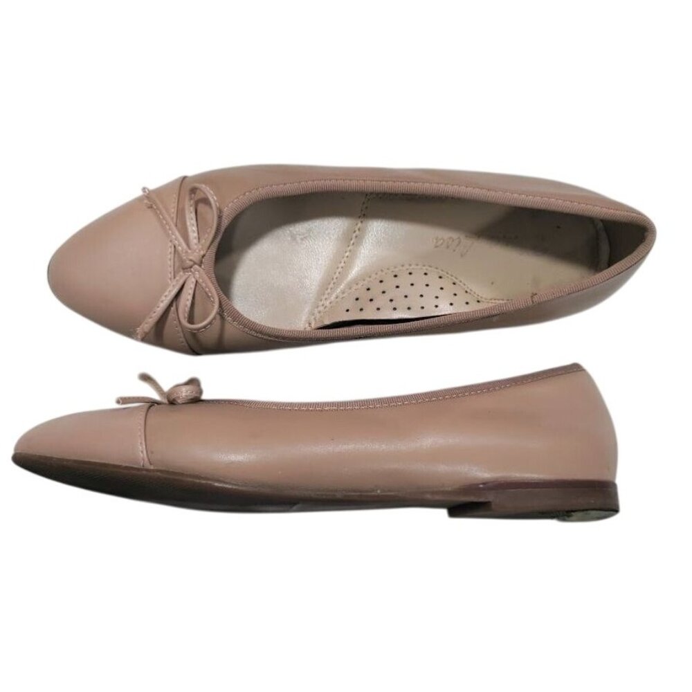 Mona Lisa Prima Leather Bow Accent Soft Pink Ballet Flats Women's Size 8